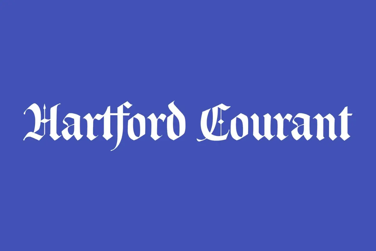 Hartford Courant The logo of the Hartford Courant; white lettering on blue background.