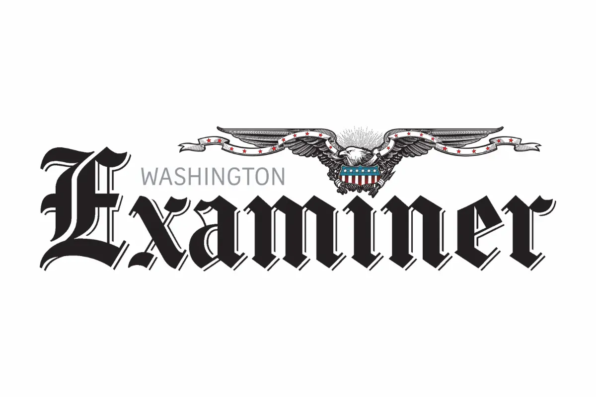 Washington Examiner The logo of the Washington Examiner; Black letters on white background with stylized eagle