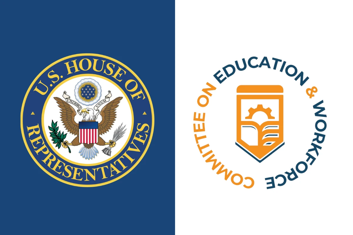 House Ed and Workforce Committee web Logos of the U.S. House of Representatives and the House Committee on Education and Workforce