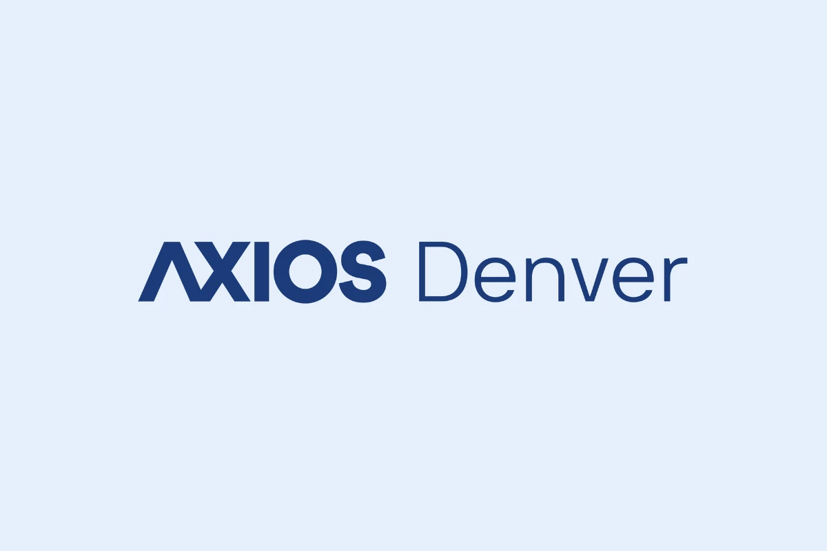 axios denver logo web The logo of Axios Denver; blue lettering