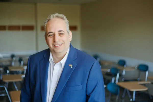 Jeffrey Lax, plaintiff in Goldstein v. PSC/CUNY, in his classroom.